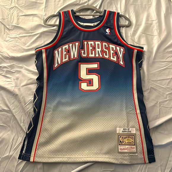 SIGNED JASON KIDD NEW JERSEY NETS MITCHELL & NESS HARDWOOD